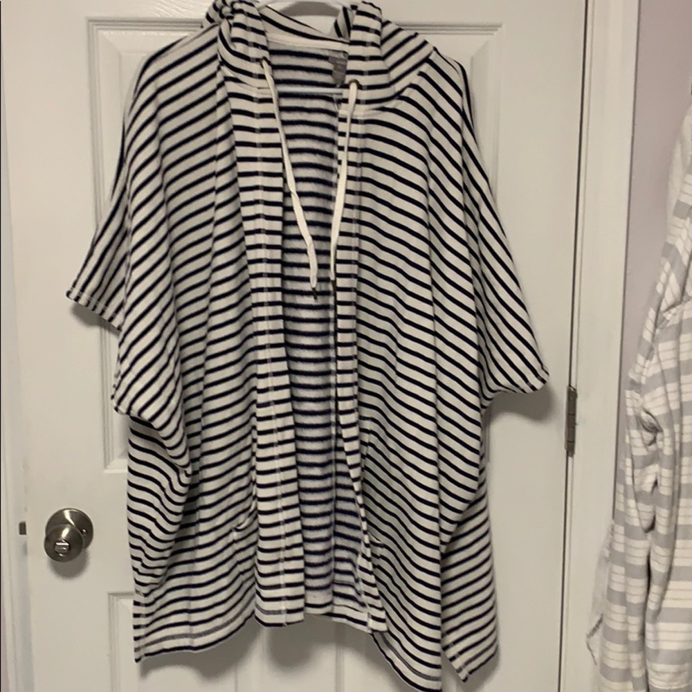Aerie blue stripe NWOT poncho M